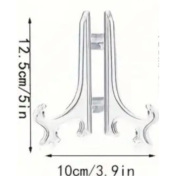 (NIP) Clear Plastic Display Stands, 4 Piece, Wallet Frame Plate Artwork Holder - Picture 5 of 8